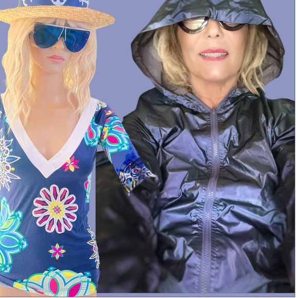 Fabletics Purple Metallic Reversible Hooded Jacket M - Picture 3 of 4